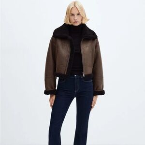 Mango short double sided jacket in brown